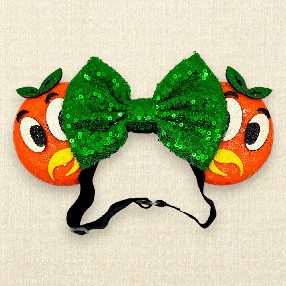 Elastic Orange Bird Sequin Minnie Ears | Disney-Inspired Mouse Ears